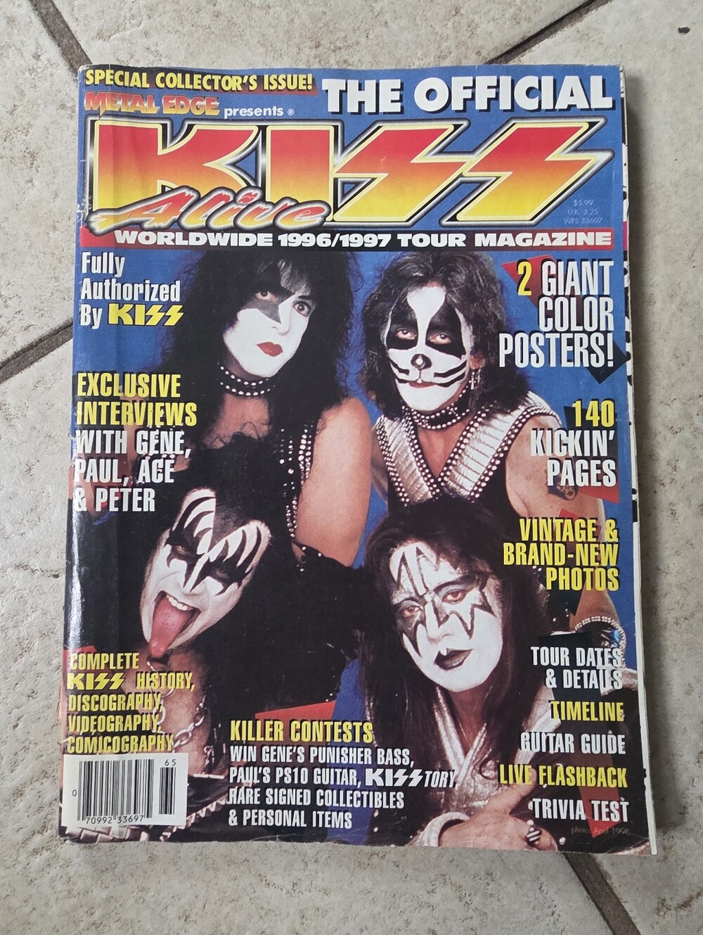 The OFFICIAL KISS ALIVE Worldwide 1996/1997 Tour MAGAZINE Metal Edge GENE PAUL